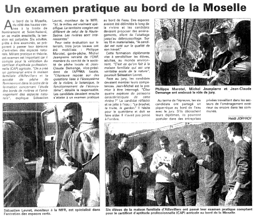 - Un examen pratique au bord de la Moselle - CAPA EER - MFR Aillevillers